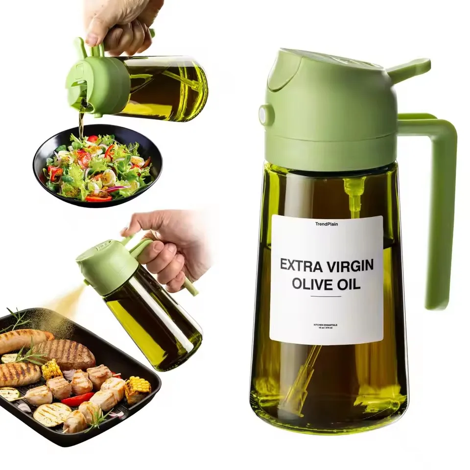 2-in-1 Olive Oil Dispenser and Sprayer Bottle by TrendPlain