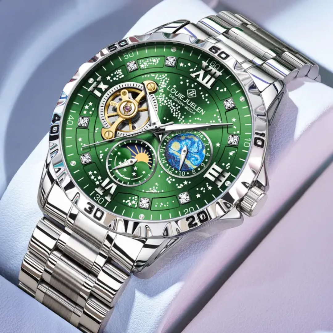 Men's Luxury Automatic Tourbillon Watch - Green Dial Water Resistant