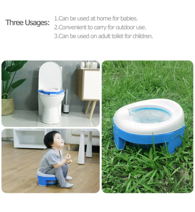 Baby potty three usages - home outdoor and toilet seat