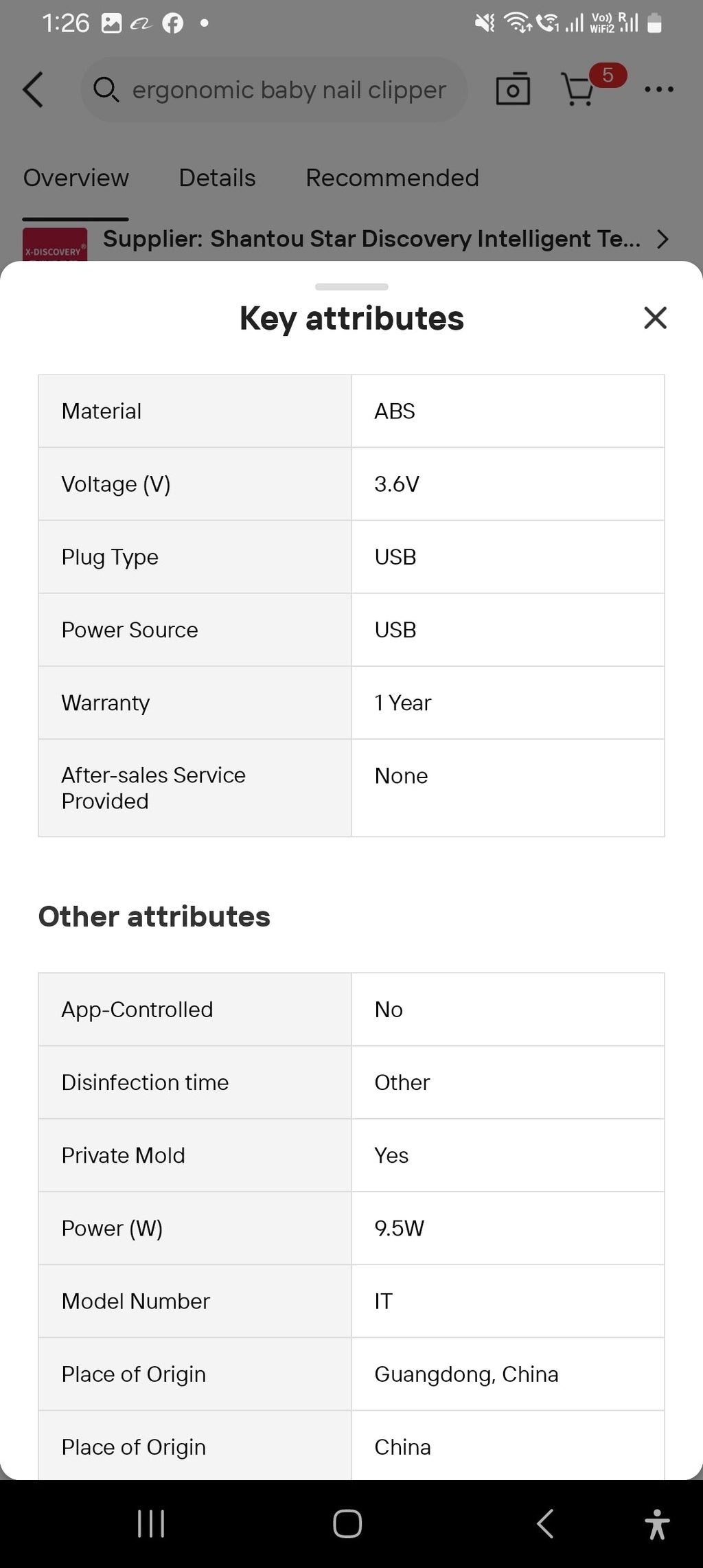 Baby Nail Clipper key specifications