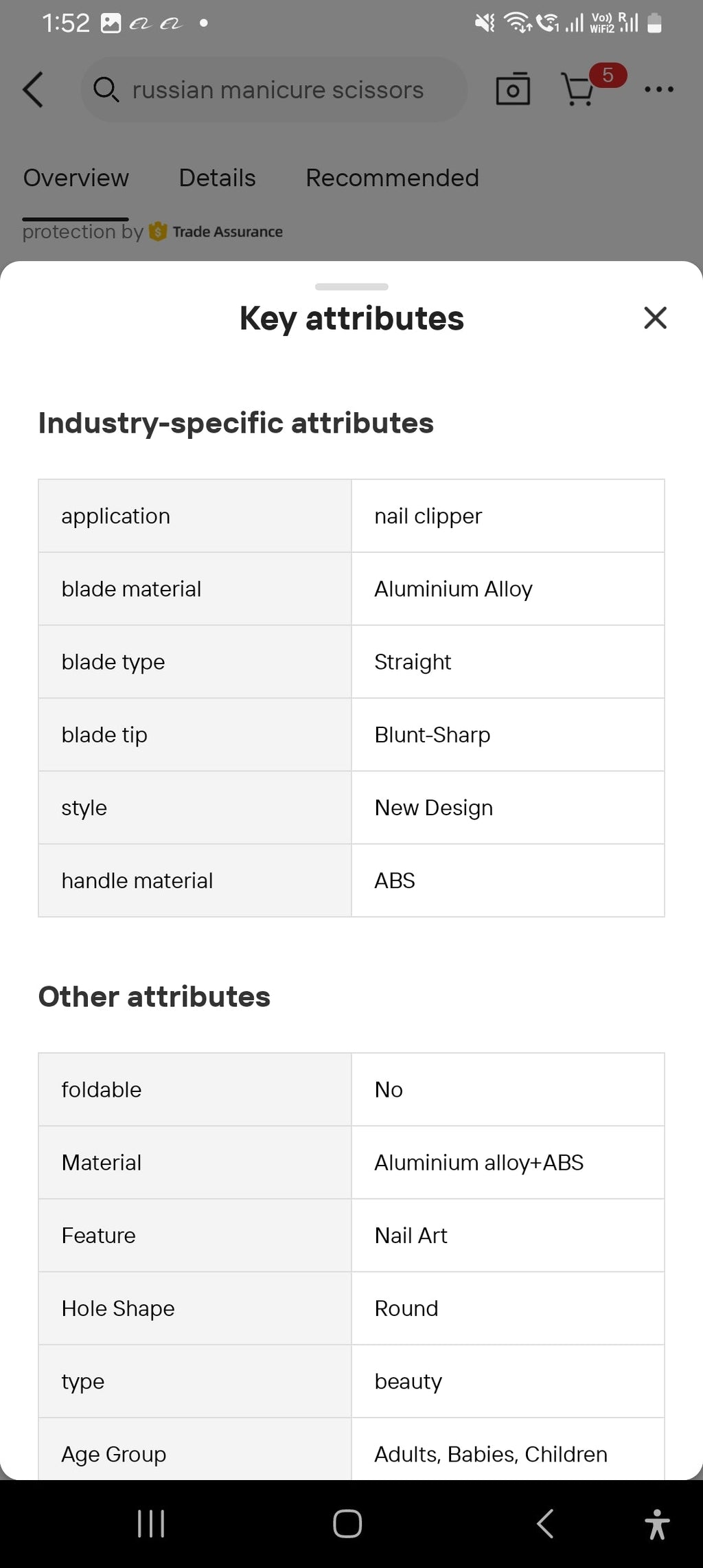 Electric nail clipper packaging size details