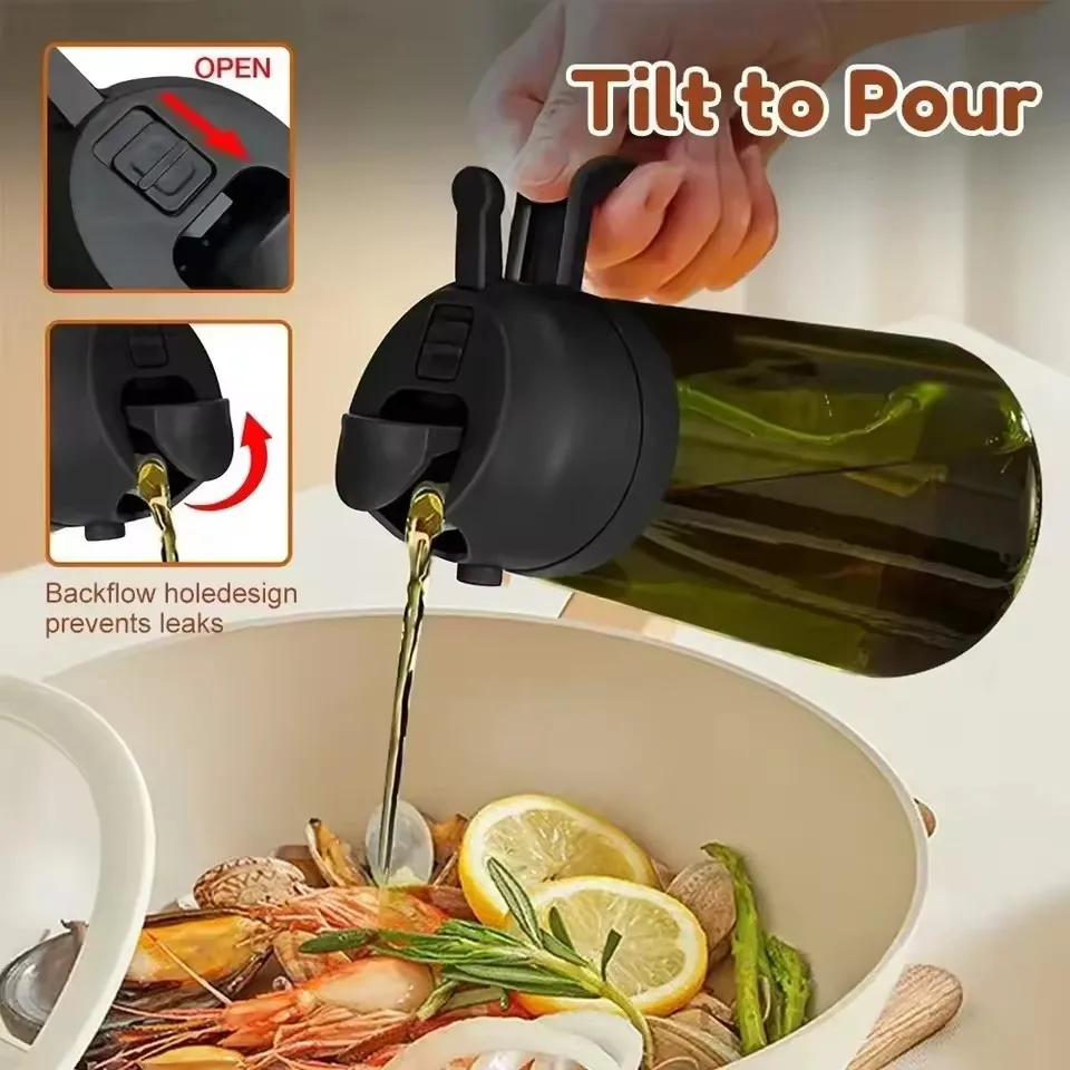 2-in-1 Olive Oil Dispenser & Sprayer Bottle